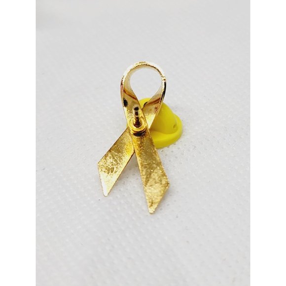 Gold Tone Cancer Survivors Ribbon Lapel Button Hat Pin Collectible - Picture 2 of 10
